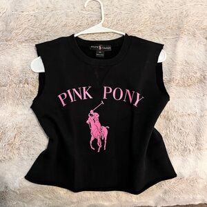 Ralph Lauren Pink Pony Black Sleeveless Top